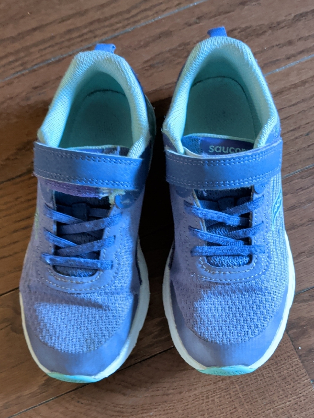 Saucony Kids Purple and Light Blue Hook-and-Loop Sneakers Size 1 Wide